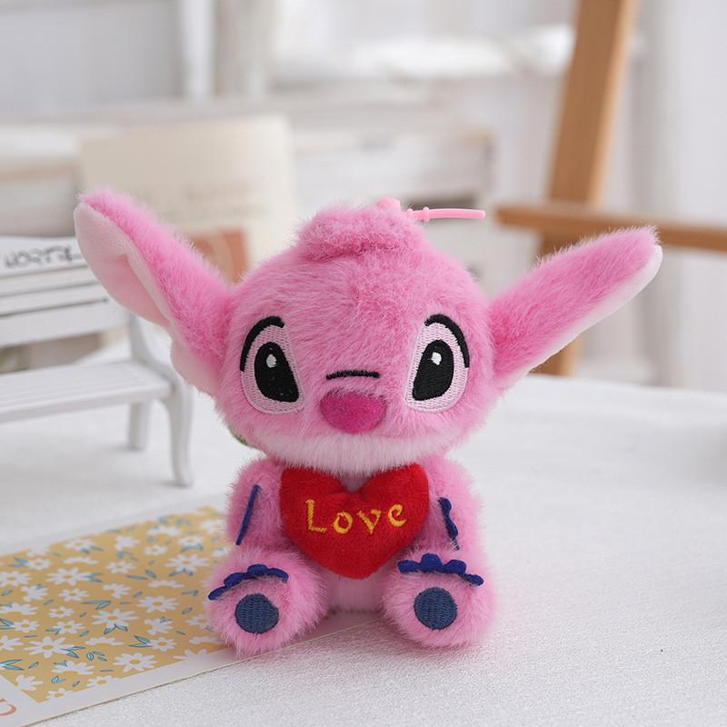 Cute Stitch Hugging Heart With Letter Embroidered Cartoon Plush Doll Pendant For Bag Decor And Collectors