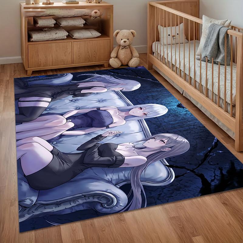 1 Pc Anime Girls Sofa Print Area Rug Non Slip Washable Mat for Bedroom Living Room Home Decor Aesthetic Anime Lover Gift