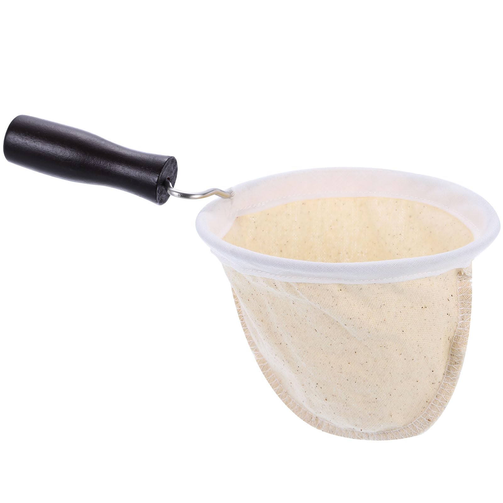 

uxcell Reusable Flannel Coffee Filter with Wooden Handle, Handmade Coffee Sock Strainer, Cafe Accessories for Home, Office, and Coffee Shops, Beige