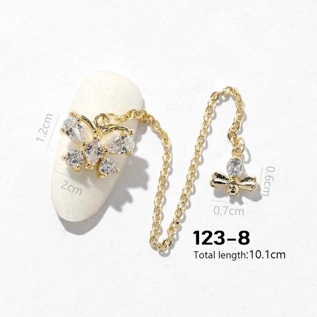 Un morceau de strass brillants en Zircon pour Nail Art, diamants de luxe, chaînes à pampilles, bijoux en perles, décorations d'ongles, accessoires de manucure