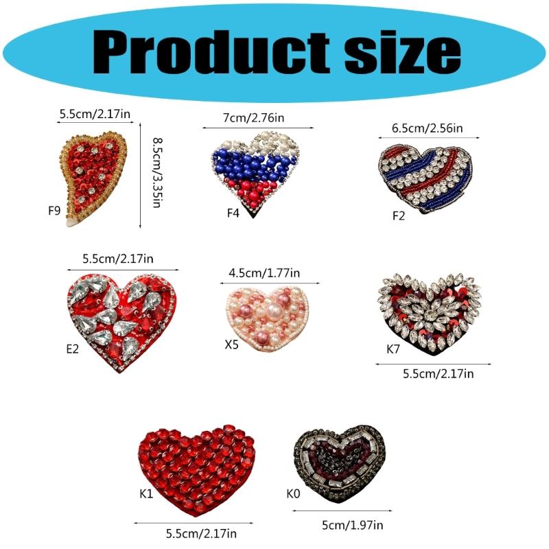 Glittering Rhinestones Heart Decoration For Fabric Improvement On Hats Bags And DIY Ideas