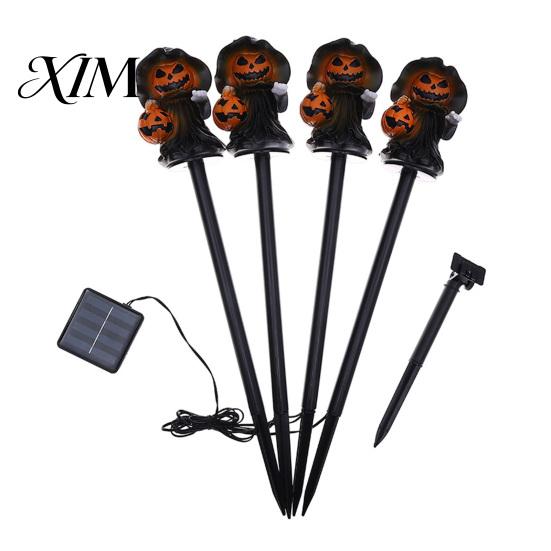 LED Pathway Lighting 4Pcs/Set Halloween Solar Ghost Stake Light, 4-in-1 Pumpkin with Powered Yard Stakes Lights, Waterproof Decorative