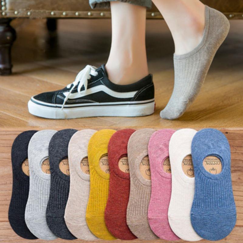 Women's Spring and Summer New Stripe Silicone Non Slip Invisible Cotton Shallow Mouth Boat Socks