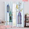 2D Flat Printing 2pcs Curtain Curtain Ramadan Lanterns and Moon Digital Printed Polyester Drapes Family Party Decoration Perfect