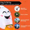 JOYFY 4.5 FT Cute Flying Ghost Halloween Inflatable with Pumpkin Candy Basket Broke for Home Window Decoration Yard