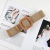 Belt Women'S Non-Porous Cotton And Linen Wind Grass Woven Belt Round Square Buckle Dress Long Shirt Decoration