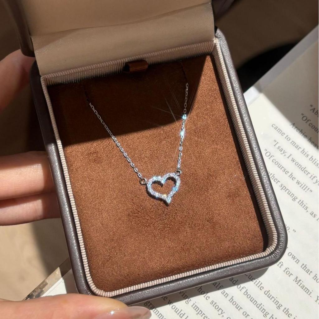 925 Sterling Silver Heart Pendant Necklace, White Gold Plated - Perfect Gift for Women