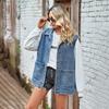 ZIMOXUAN Lässige Damen-Jeansweste, lockere ärmellose Jacke