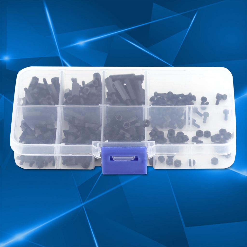 250 STÜCKE Nylon M2 Sechskant Säulen Sortimentskit Männlicher Abstandshalter Distanzstück Schraube Mutter (M2 männlicher Abstandshalter C)