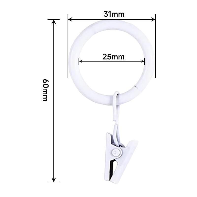 10 Pack Rustproof Drapery Metal Curtain Rings with Clips, Tension Curtain Hangers Clips, Decorative Curtain Rod Window