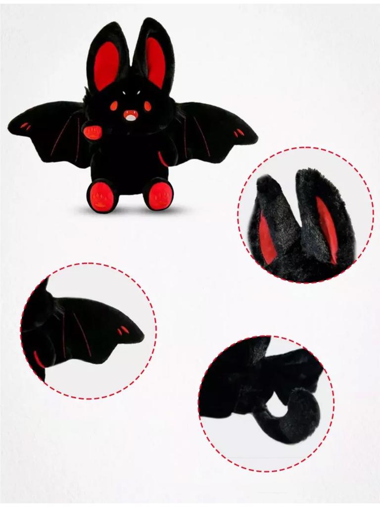 Black Bat Rabbit Plush Doll Stuffed Animal Cuddly Toy Birthday Gift Holiday Gift for Halloween Christmas  Devil Companion Toys