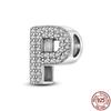 100% Real 925 Sterling Silver Letter Alphabet A-Z Charm Name Bead Fit  Bracelet Pendant Jewelry
