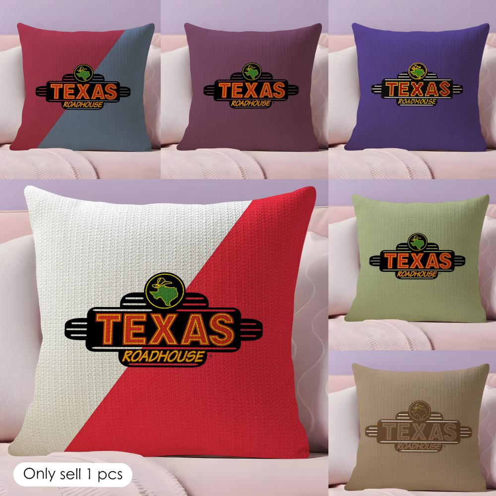 T-Texas Roadhouse Cushion Cover Natural Linen Organic Fabric Double-Sided Printing Couch Pillow Covers Home Decor