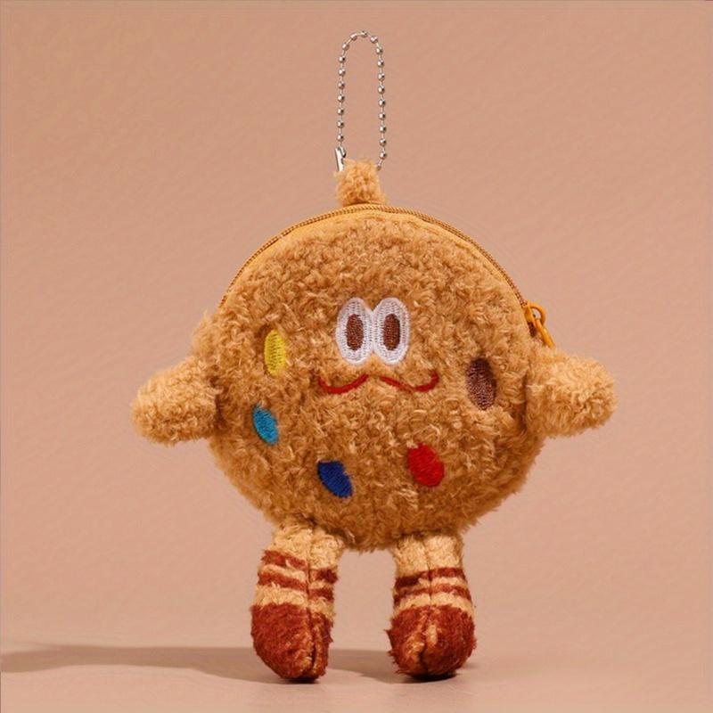 1pc Plush Cookie Coin Purse Unique Creative Cartoon Cookie Design Keychain Earbud Case Cute Cookie Shaped Storage Pouch