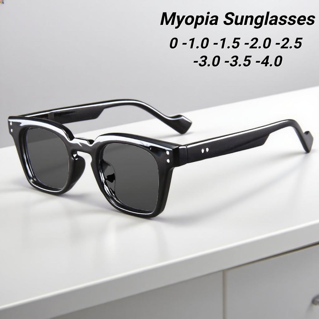 Retro Hd Thick Frame Square Frame Women'S Myopia Sunglasses Outdoor Neutral Black Frame High Quality Uv400 Sunscreen Glasses