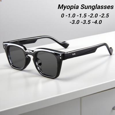 Retro Hd Thick Frame Square Frame Women'S Myopia Sunglasses Outdoor Neutral Black Frame High Quality Uv400 Sunscreen Glasses