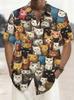Men'S Animal All-Over Print Short-Sleeve Shirt - Lightweight Breathable Fabric, Classic Pointed Collar And Chest, Machine Washable Summer Beach