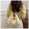 Korean Style Bowknot Faux Leather Bucket Bag for Women, Soft Single Shoulder Hobo Purse, Chic Casual Crossbody Handbag