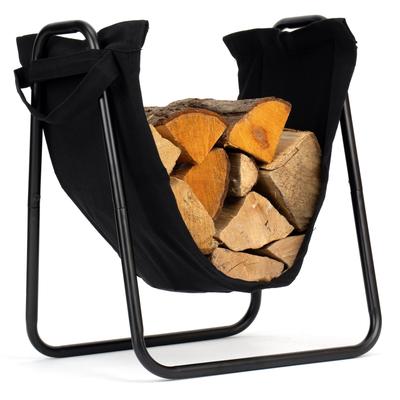 Firewood Stand for Fireplace Metal Basket Bag 2in1