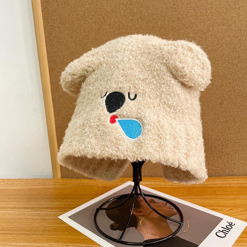 

Snot Bear Knitted Hat Ear Protection Beanie Hat for Women Winter Cartoon Cute Versatile Warm Bear Hat