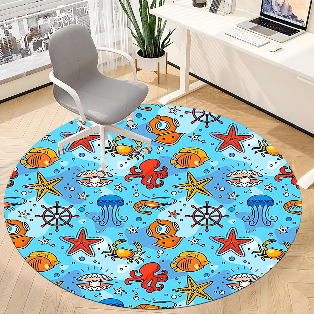 1pc Oceanic Creatures Chair Carpet for Office, Non-slip, Soft and Durable Office Rug, Perfect for Office yy251227135