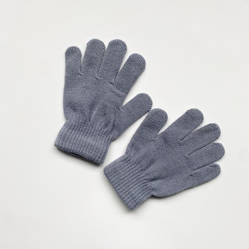 Kids Solid Color Knitted Gloves for 5-10years Students Winter Warmth Outdoor Cycling and Daily Cold Weather Wear Mittens