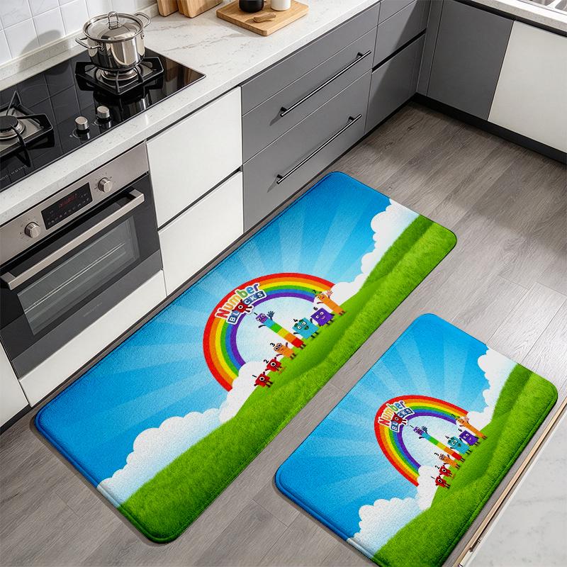 Numberblocks Flannel Kitchen Mat Christmas Soft Area Rug Non Slip Floor Carpet Home Decoration
