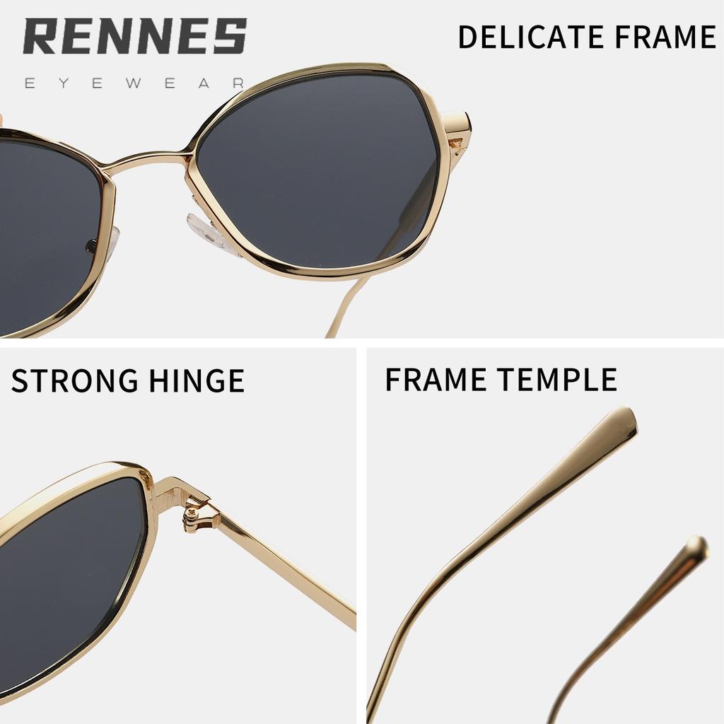 Rennes European and American new polygonal metal small frame sunglasses women's high-end retro street photography outdoor sunshade sunglasses