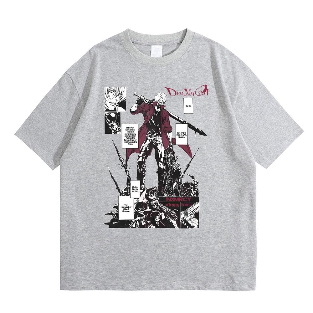 Anime Devil May Cry Syn Spardy Dante Koszulka z grafiką Mężczyźni Kobiety Manga Luźne Koszulki Męskie Codzienne Bawełniane Vintage Koszulki