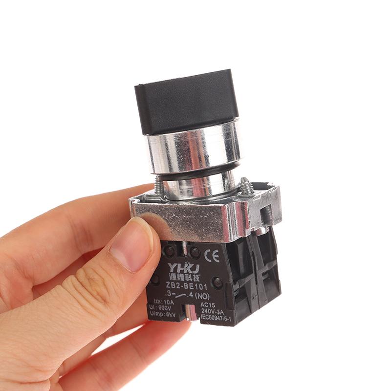 1 Pièce 22Mm Bouton Poussoir Commutateur Rotatif Xb2-Bd25 Bd53 1No1Nc 2No 2/3 Positions Auto-Verrouillage Auto-Réinitialisation Commutateur à Bouton Sélecteur
