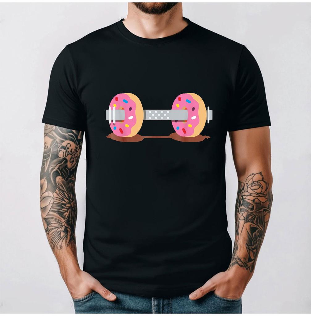 Dumbbells Donuts Weightlifting Funny Gym Workout T-Shirt Streetwear Graphic T Shirts Summer Top