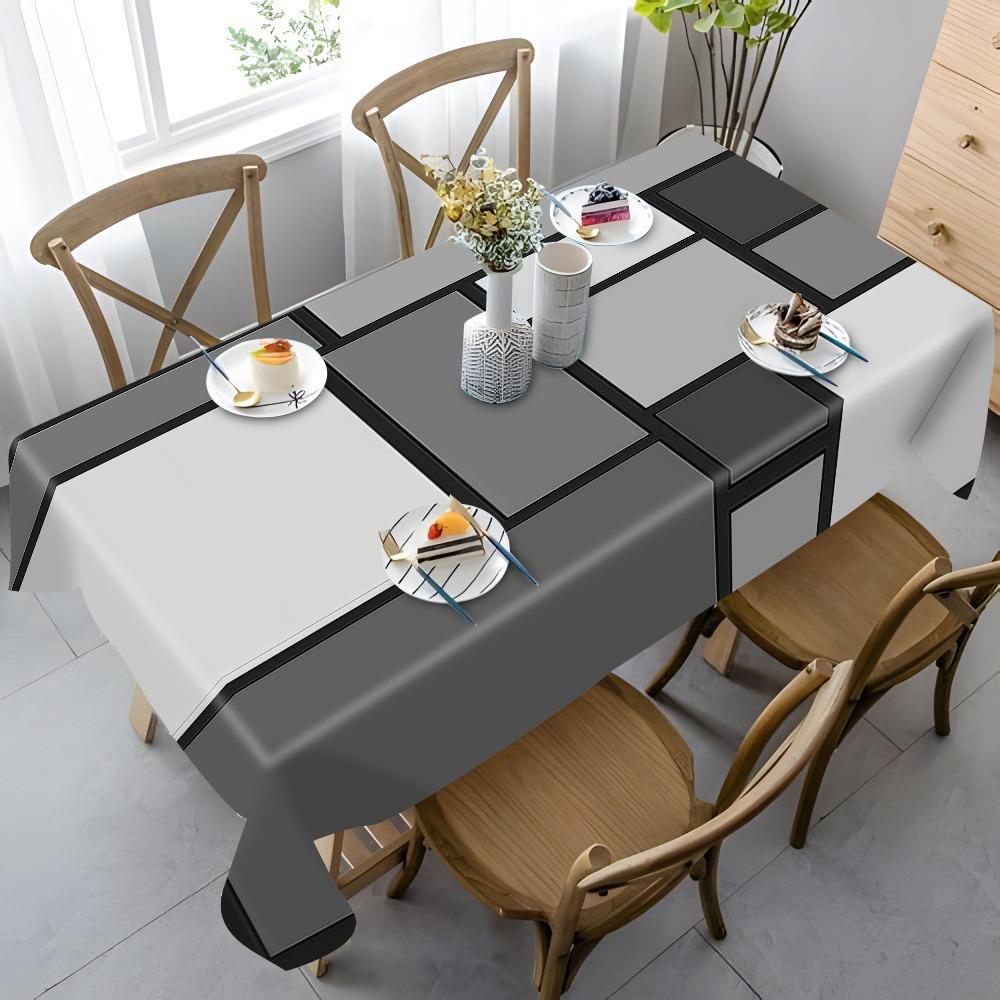 Non-slip Geometric Splicing Tablecloth Modern Simple Style Dining Table Protector Party