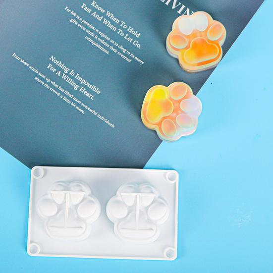 Silicone Mold 2 Cavity Heat-resistant DIY Mini Variety Cat Claw Silicone Mold for Handicraft