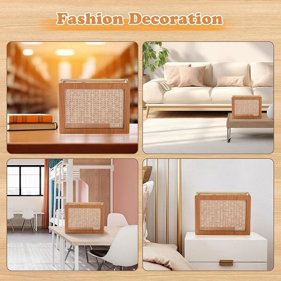 Wooden Money Piggy Bank, Money Box, Coin Box with Carved Design for Children, Box,Wooden Save Box,,