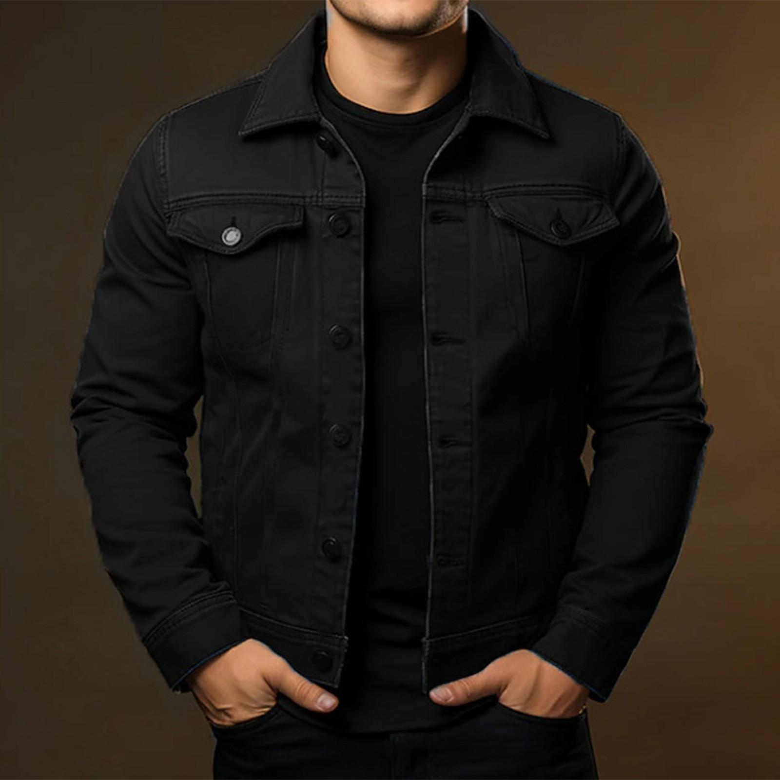 

Чоловіча куртка верхнього одягу повсякденного носіння, вітрозахисна, тепла, на ґудзиках XXL чорний