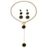 Geometric Round Pendant Necklace & Earrings Set - Retro Fashion Jewelry