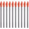Lot of 10 6 Mm Drill Bits for Tile, Glass, Ceramic, Marble – Tungsten Carbide Tip, ~3/16" Shank, 70 Mm