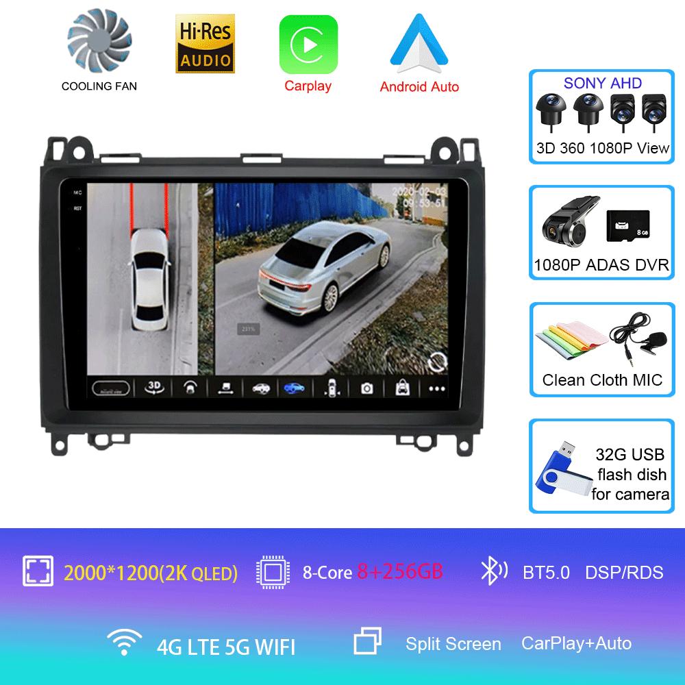 Android 14 Video Player 9'' For Mercedes Benz B200 Sprinter W906 W639 AB Class W169 W245 Viano Vito Car Radio Multimedia GPS DVD