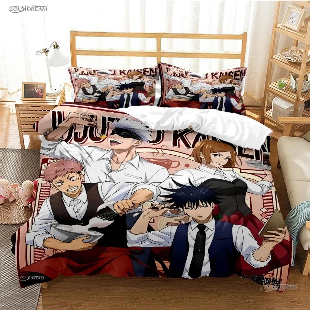 Carton Anime Jujutsu Kaisen 4 Season Bedding Set Print With Pillowcase Bed Duvet Cover Soft Single Double Queen Super King Size
