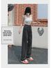 Women's Black & Gray Wide-Leg Jeans: Spring 2023 Loose High-Waist Straight Trendy Pants