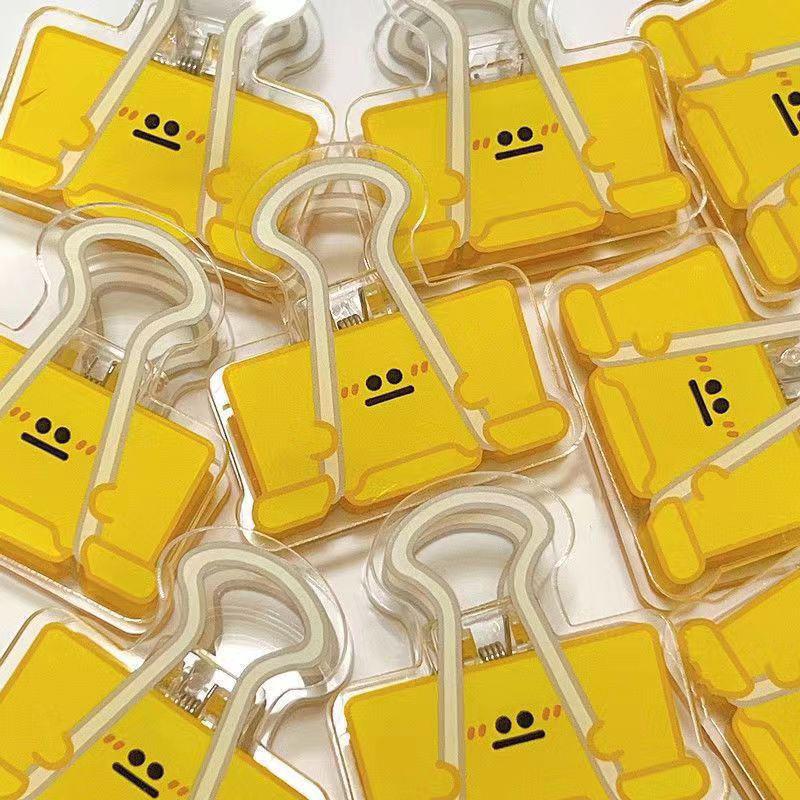 1pcs Cartoon Pp Clip Acrylic File Dovetail Book Data Clip Cute Funny Expression Eye Clip Long Tail Acrylic File For Office Tools