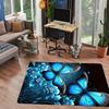 Blue Butterfly Flower Pattern Flannel-printed Floor Mats Are Slip-resistant Suitable Living Room Bedroom Terrace Garden Carpets
