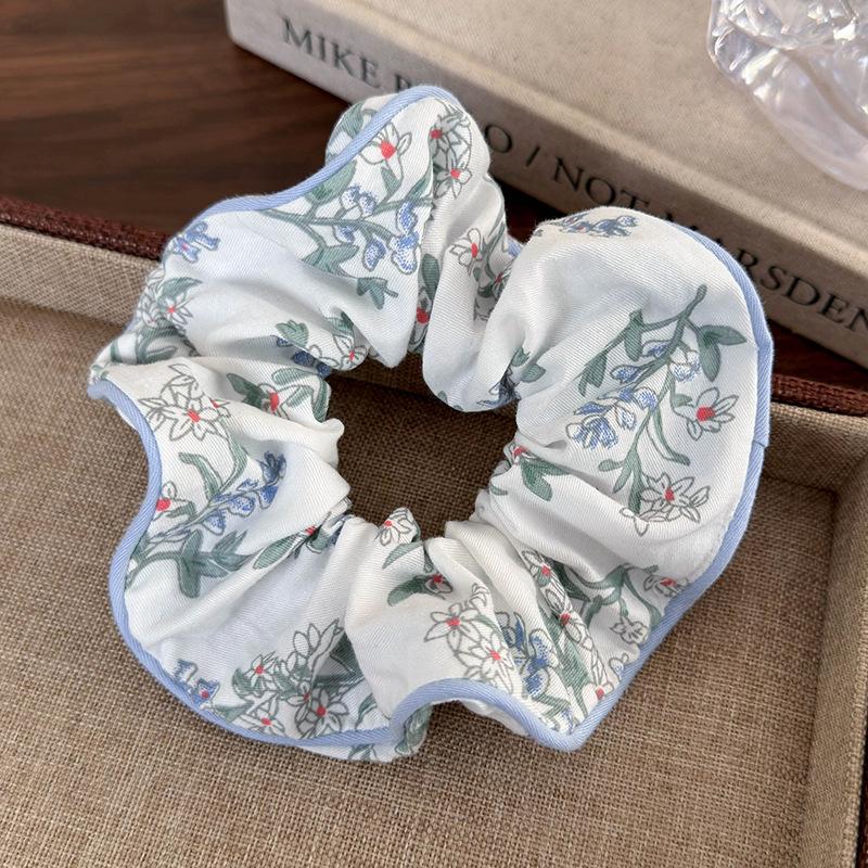 Sea Blue Polka Dot Scrunchies Fashion Gilrs Floral Plaid Large Intestine Hair Ties Ropes Women Sweet Versatile Rubber Bands