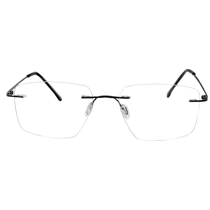 RSINC Randlose Fassung/Brille/Brille für Männer & Frauen Nicht faltbar N1 (857117 50-18-138, Schwarz Schwarz) 857117 50-18-138, Schwarz Schwarz