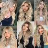 MISSQUEEN Long Wavy Blonde Wigs For Women Middle Part Synthetic Wig Natural Looking Heat Resistant Fiber Wigs
