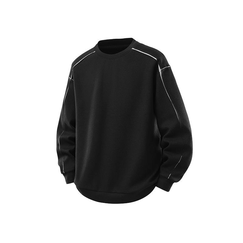 2025 Winter Men s Trendy Round Neck Casual Hoodie with Side Stripe M