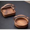 1PC Plate With Handles  15*15*4cm Walnut Wood Handheld Chinese Style Tea Pastry Nut Fruit Tray Solid Wood Snack Tableware