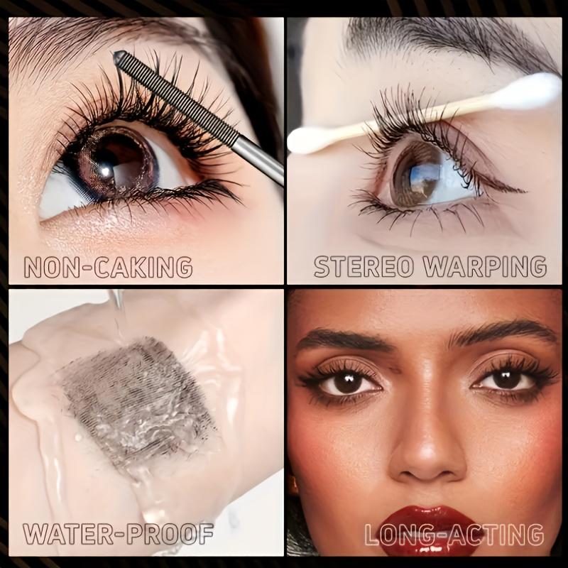 1pc Waterproof Eyelash Mascara | 24-Hour Volumizing and Lengthening Formula, Plant-Based Squalane, Suitable for Sensitive Eyes, Black Tone
