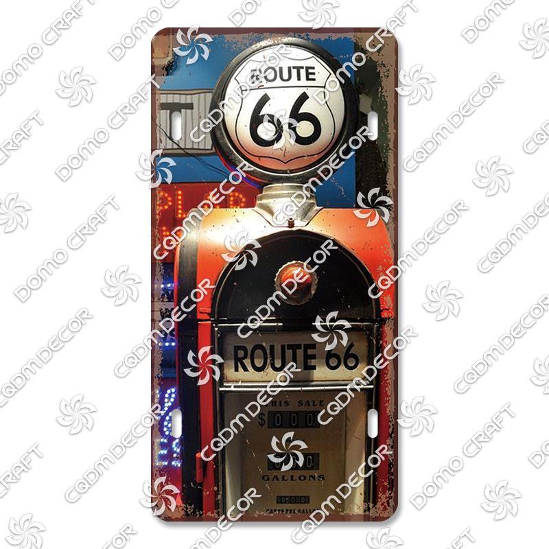Retro Route 66 License Metal Tin Signs Vintage Road Trip Car Metal Plate Garage Club Gas Station Car Wall Decor