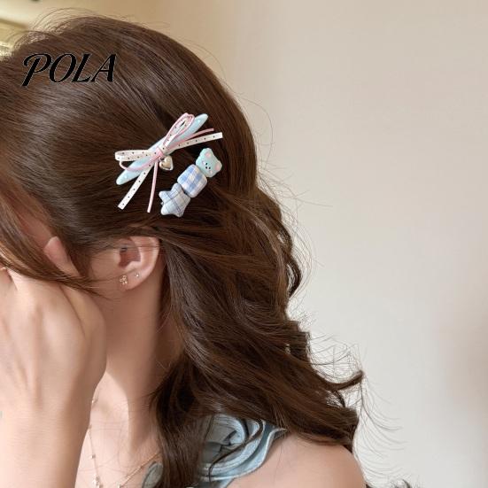 Firm Base Hair Clip Girl Hairpin, Plaid Stars Dot Bows Faux Pearl Bears Clip, Daily Accessory for Broken And Bangs, Kids Cartoon Accessories
